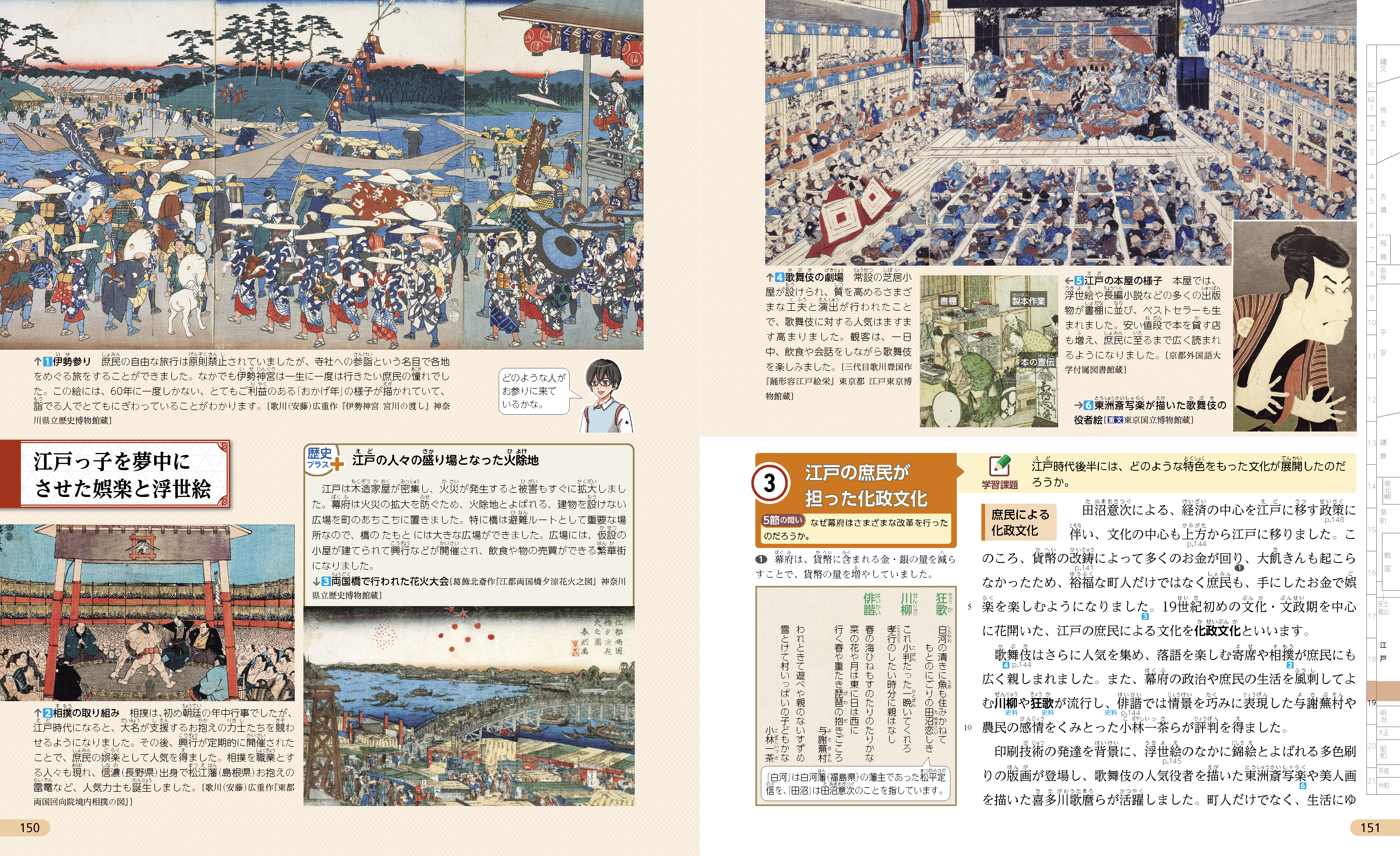 江戸の庶民が担った化政文化 江戸っ子を夢中にさせた娯楽と浮世絵 p.150-151
